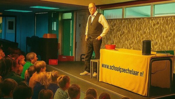 Promotiefoto Kinderboekenweek 2025: "Vol avontuur," de officiële voorstelling van John Negenkerken.